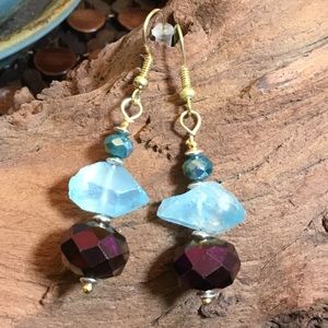 Purple & Blue Crystal Dangle Earrings